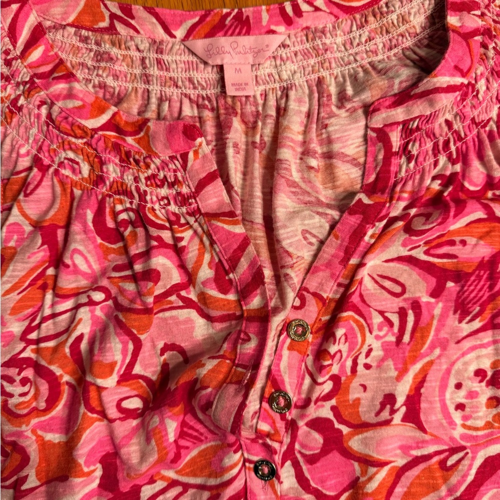 Lilly Pulitzer Pink and Orange Artistic Blouse